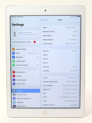Apple ipad air 1st gen - air, a1475